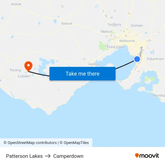 Patterson Lakes to Camperdown map