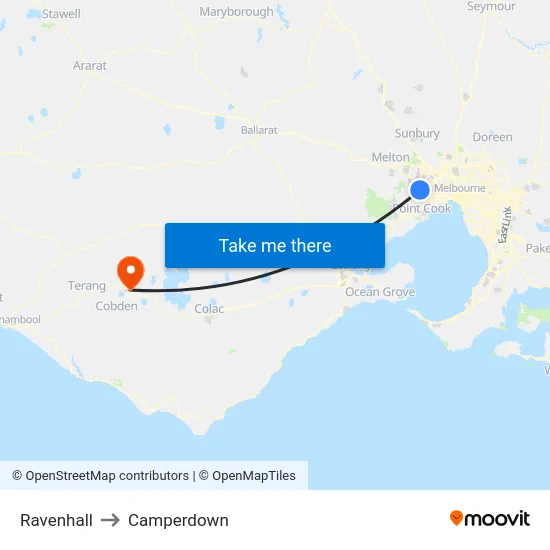 Ravenhall to Camperdown map