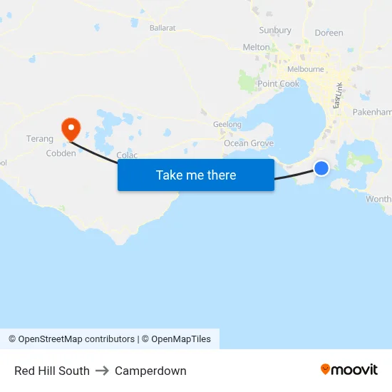 Red Hill South to Camperdown map