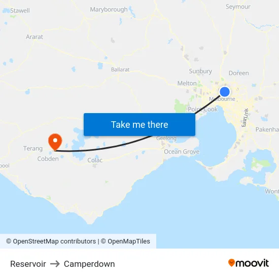 Reservoir to Camperdown map