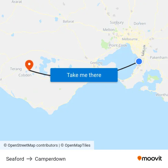 Seaford to Camperdown map