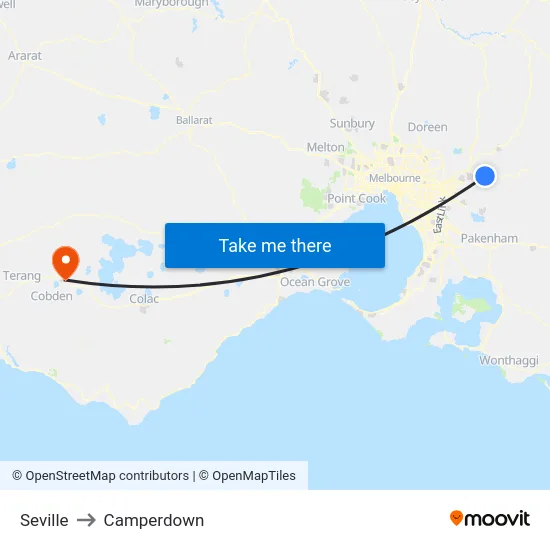 Seville to Camperdown map