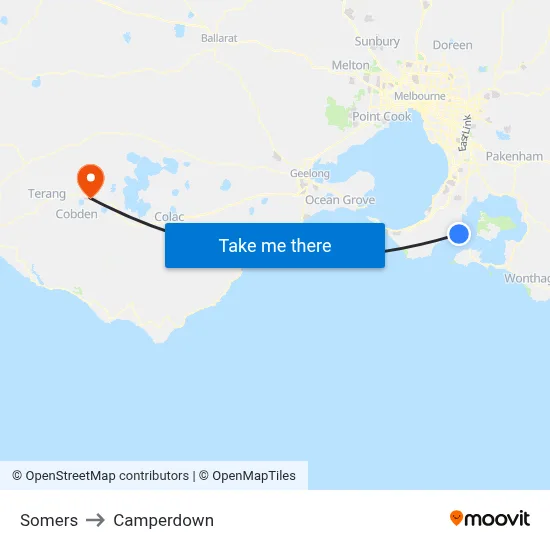 Somers to Camperdown map
