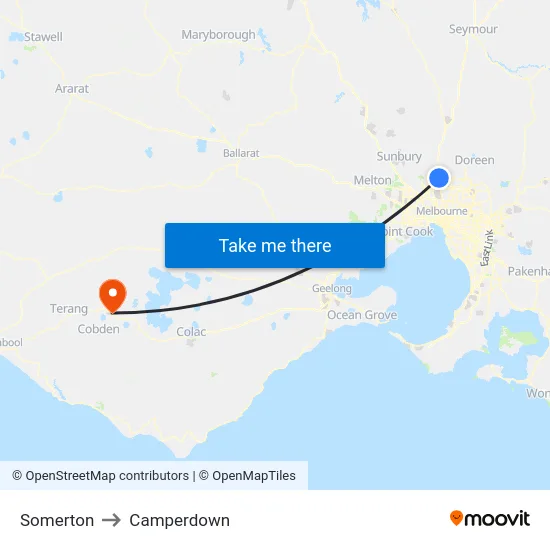 Somerton to Camperdown map