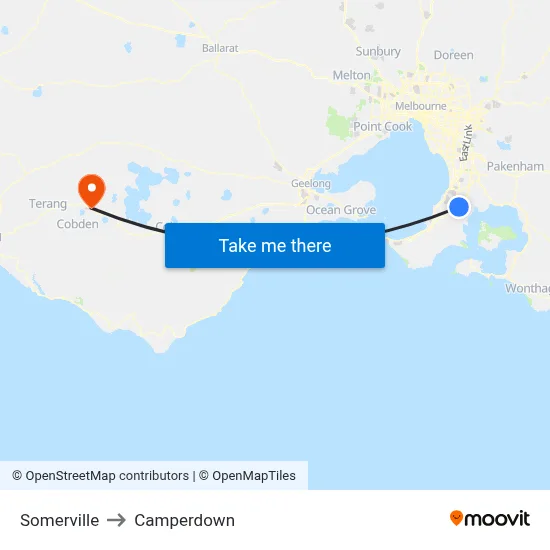 Somerville to Camperdown map