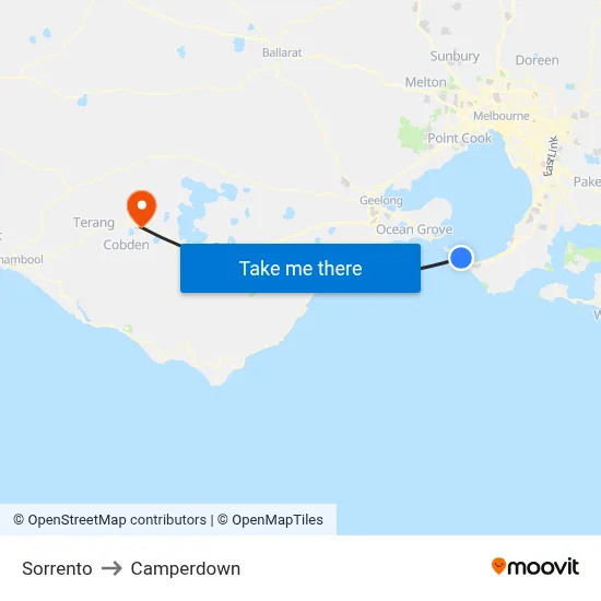 Sorrento to Camperdown map