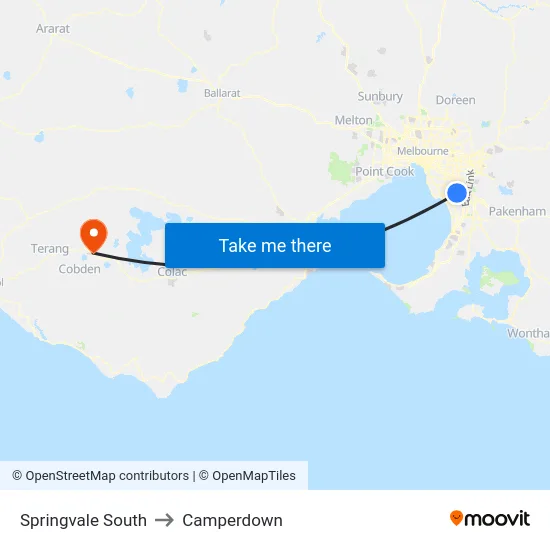 Springvale South to Camperdown map