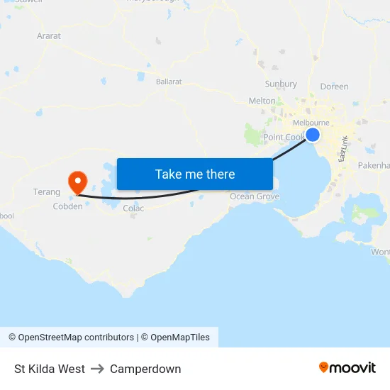 St Kilda West to Camperdown map