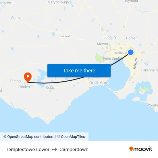 Templestowe Lower to Camperdown map