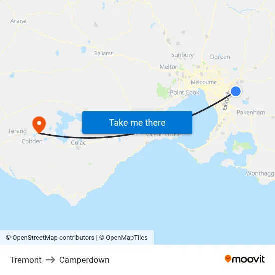 Tremont to Camperdown map