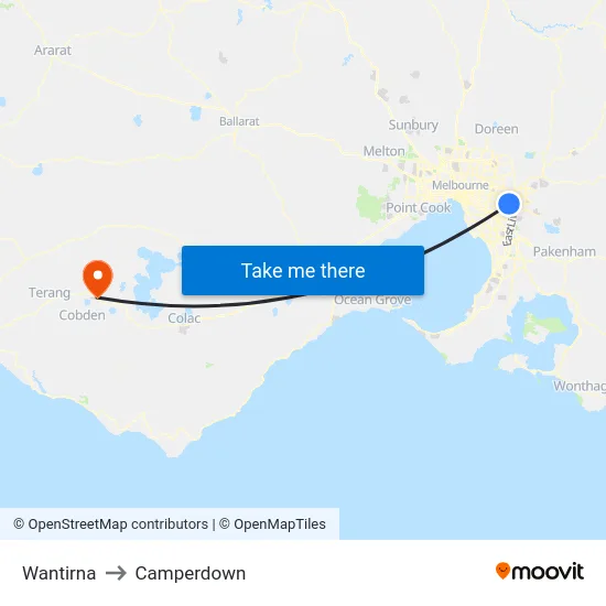 Wantirna to Camperdown map