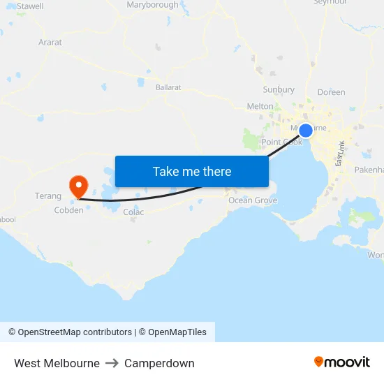 West Melbourne to Camperdown map