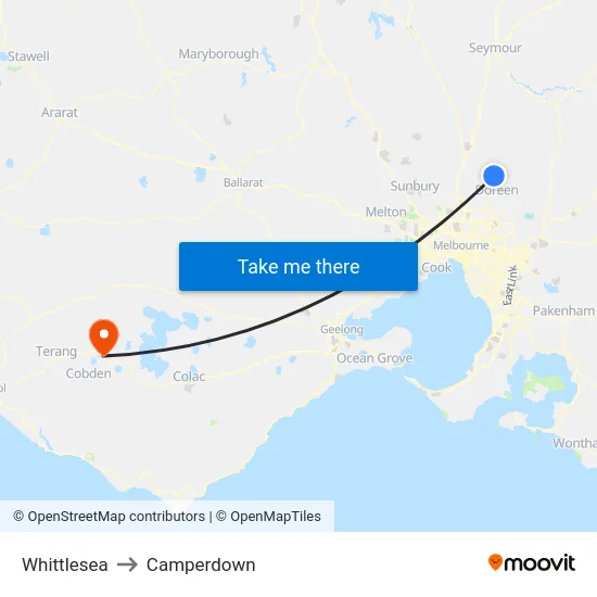 Whittlesea to Camperdown map