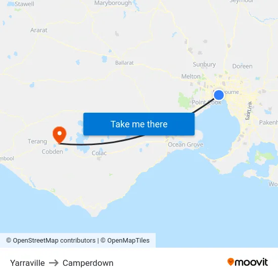 Yarraville to Camperdown map
