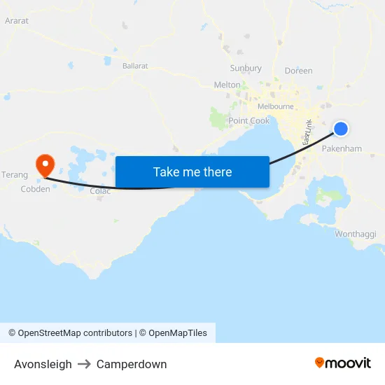 Avonsleigh to Camperdown map