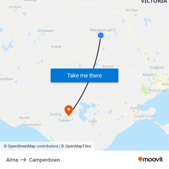 Alma to Camperdown map