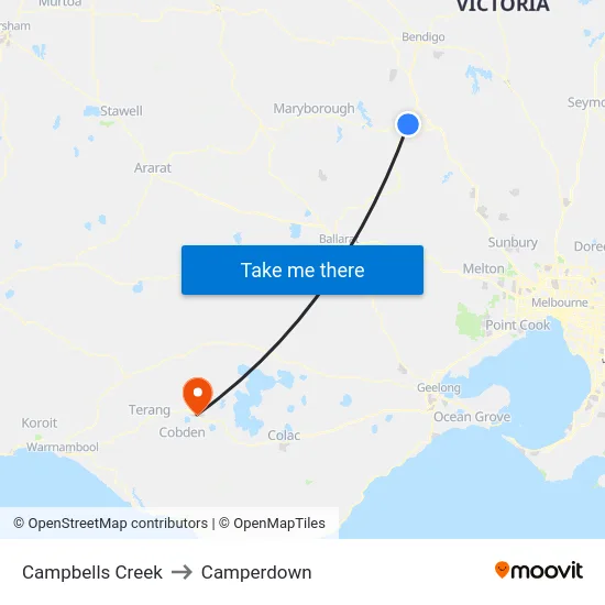Campbells Creek to Camperdown map