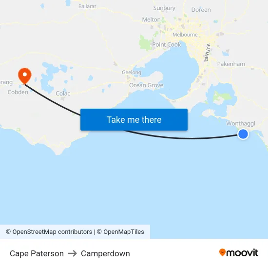 Cape Paterson to Camperdown map