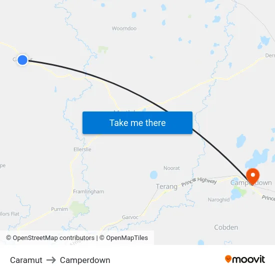 Caramut to Camperdown map