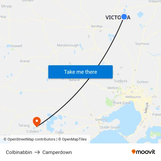 Colbinabbin to Camperdown map