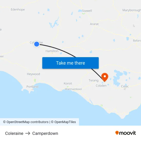 Coleraine to Camperdown map
