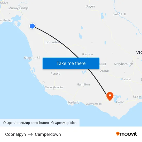 Coonalpyn to Camperdown map
