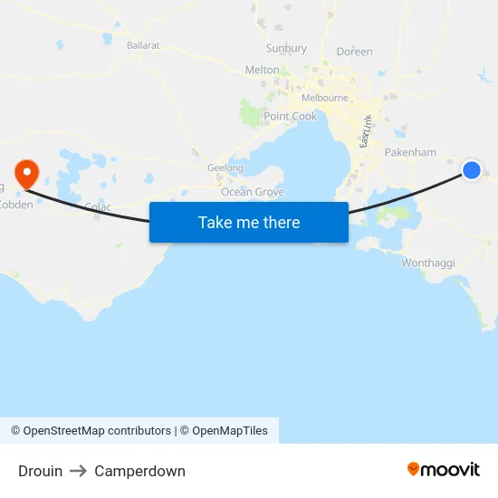 Drouin to Camperdown map