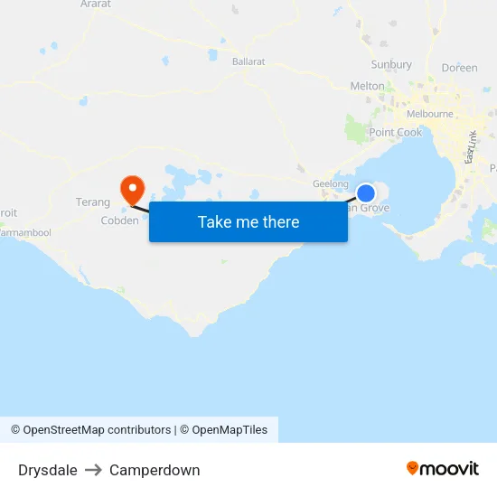 Drysdale to Camperdown map