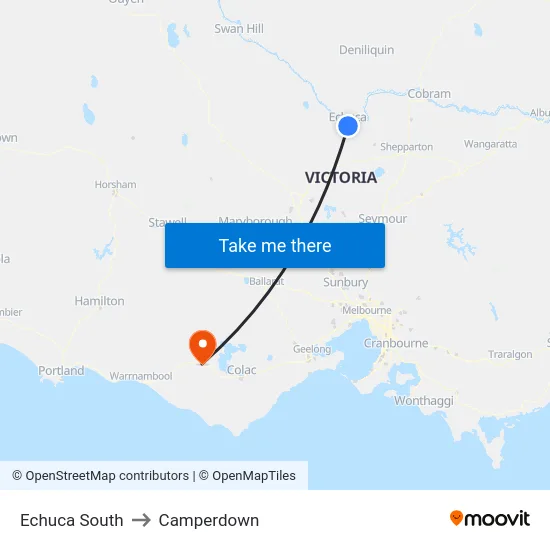 Echuca South to Camperdown map