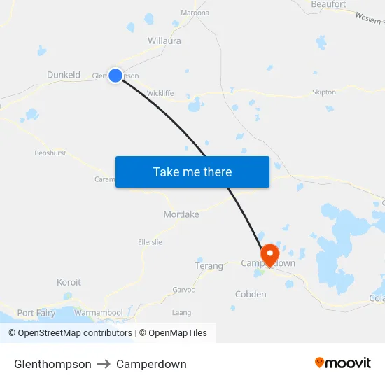 Glenthompson to Camperdown map