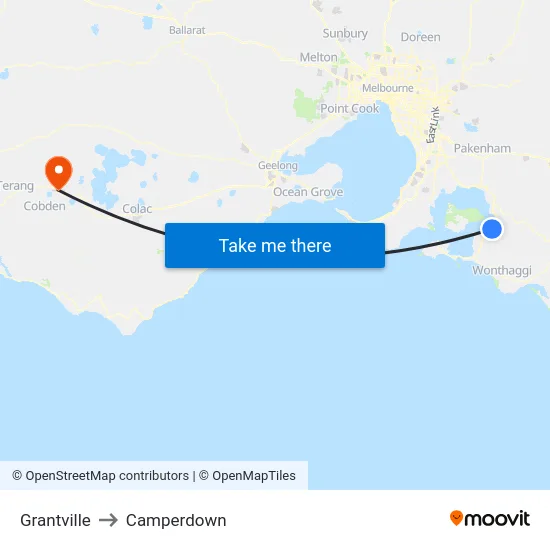 Grantville to Camperdown map