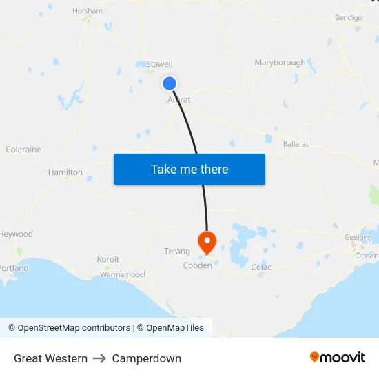Great Western to Camperdown map