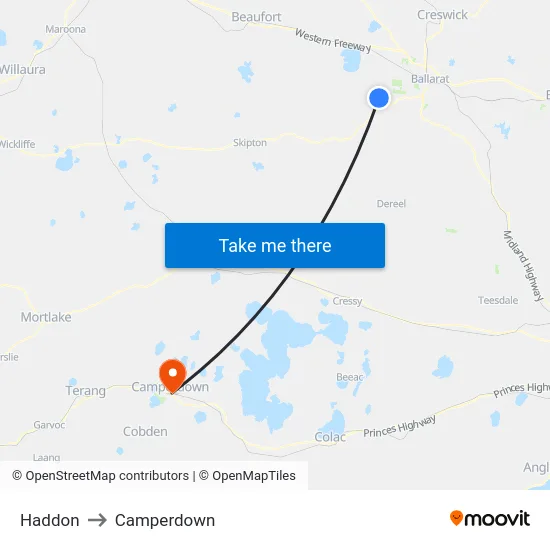 Haddon to Camperdown map