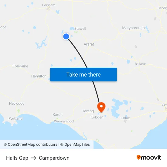 Halls Gap to Camperdown map