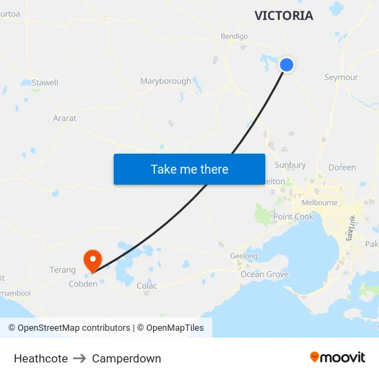 Heathcote to Camperdown map