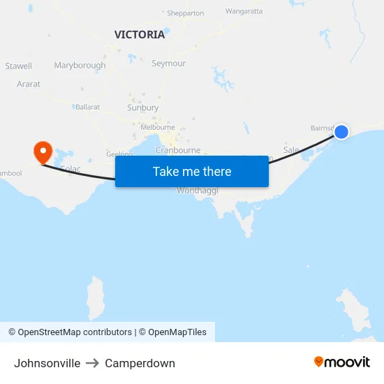 Johnsonville to Camperdown map