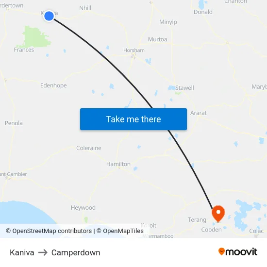 Kaniva to Camperdown map