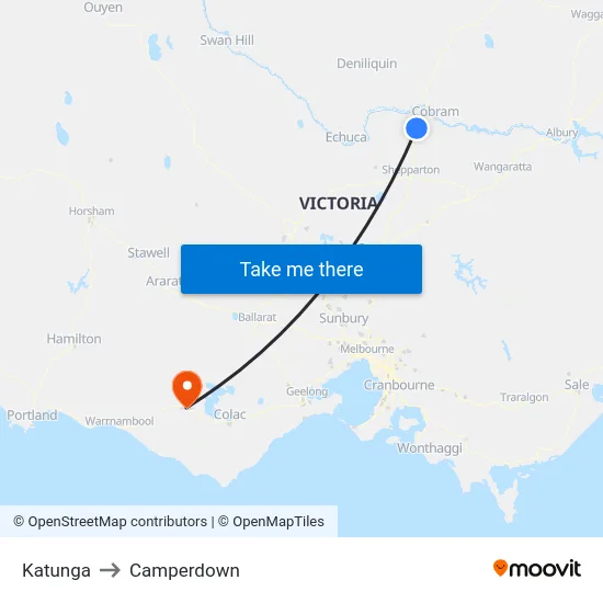 Katunga to Camperdown map