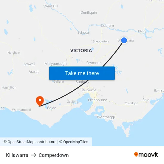 Killawarra to Camperdown map