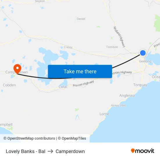 Lovely Banks - Bal to Camperdown map