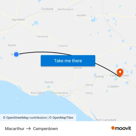 Macarthur to Camperdown map