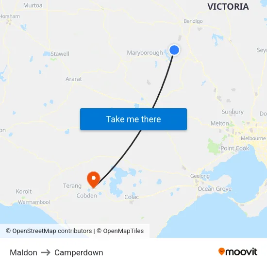 Maldon to Camperdown map