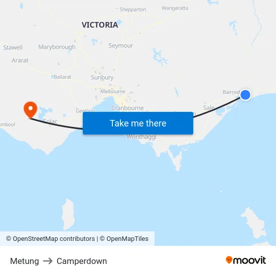 Metung to Camperdown map