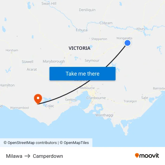 Milawa to Camperdown map