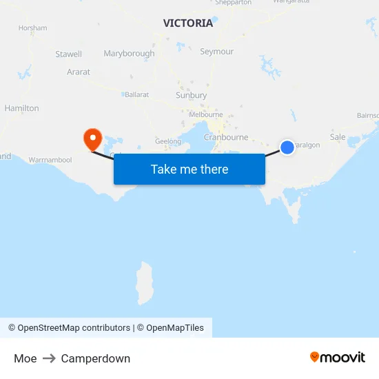 Moe to Camperdown map