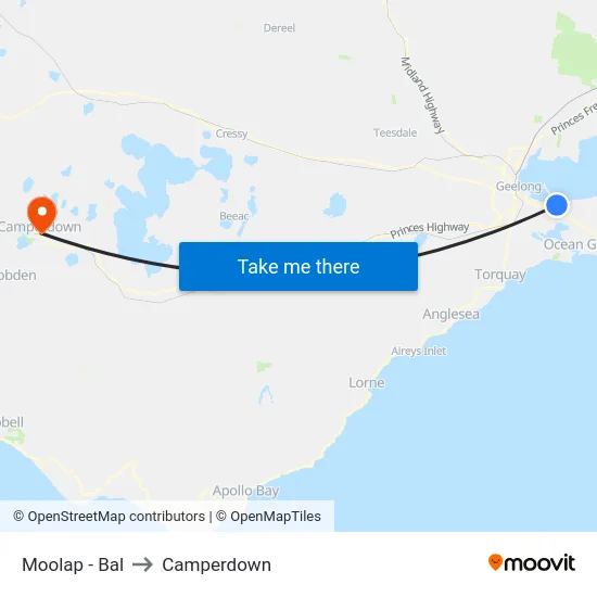 Moolap - Bal to Camperdown map