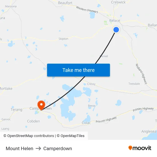 Mount Helen to Camperdown map