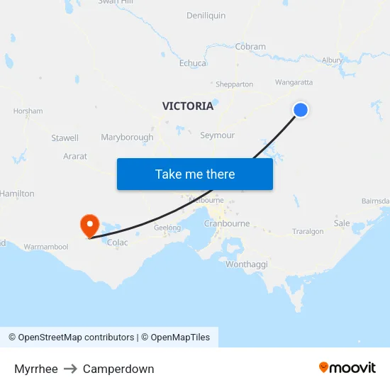 Myrrhee to Camperdown map