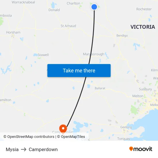 Mysia to Camperdown map