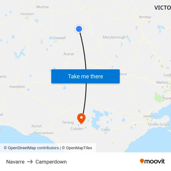 Navarre to Camperdown map